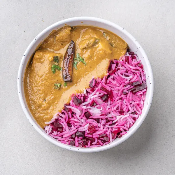 Mangalorean Fish Curry with Beetroot Rice